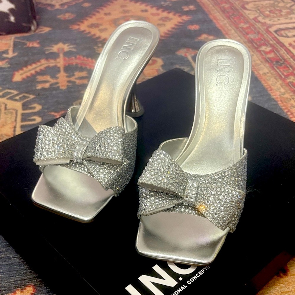 INC International Concepts Glittering Silver Heels